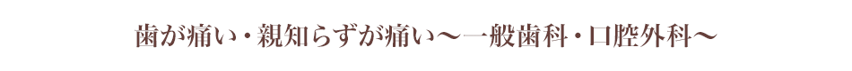 歯が痛い・親知らずが痛い～一般歯科・口腔外科～